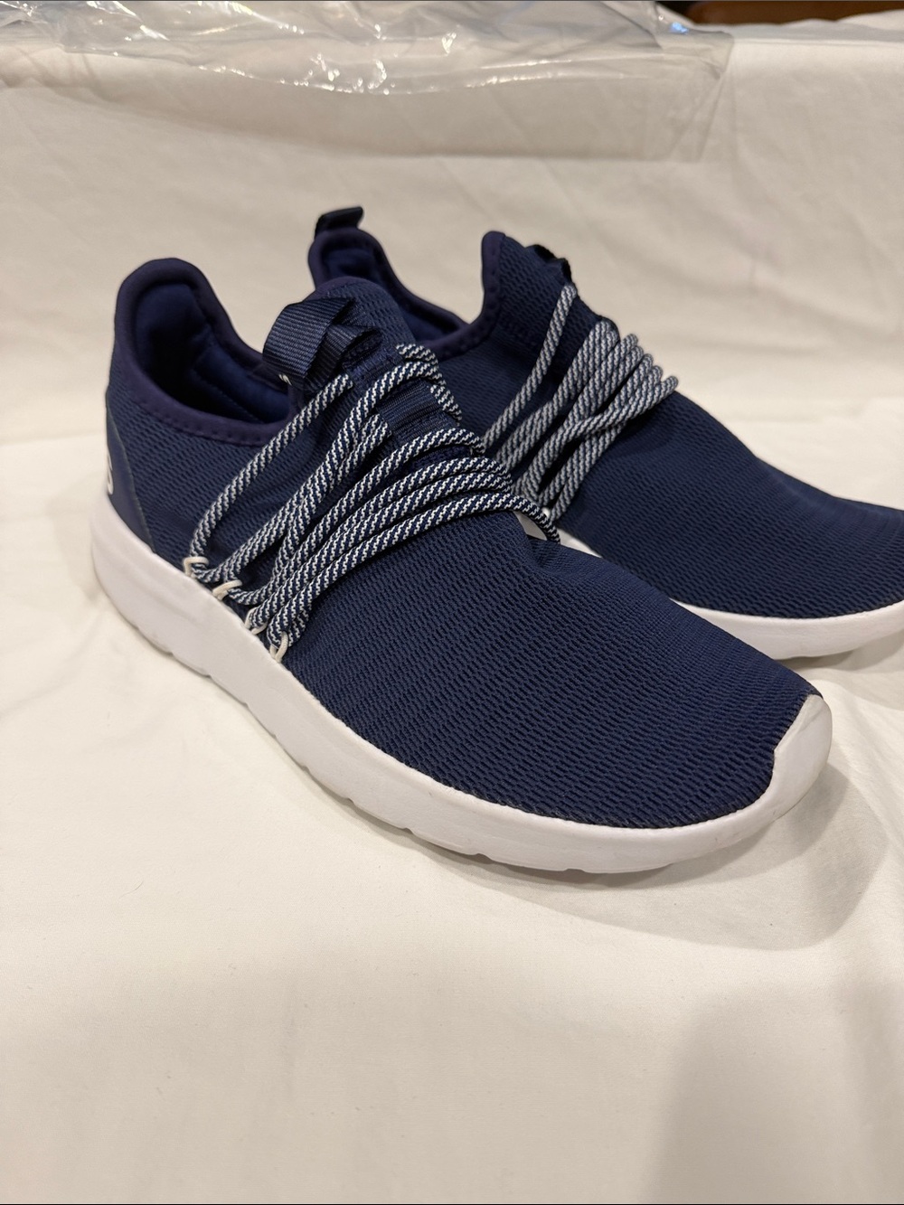 adidas Navy Knit Slip-On Sneakers with White Sole